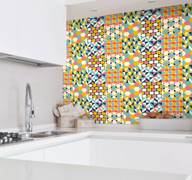 Retro Vibes kitchen tile sticker - TenStickers