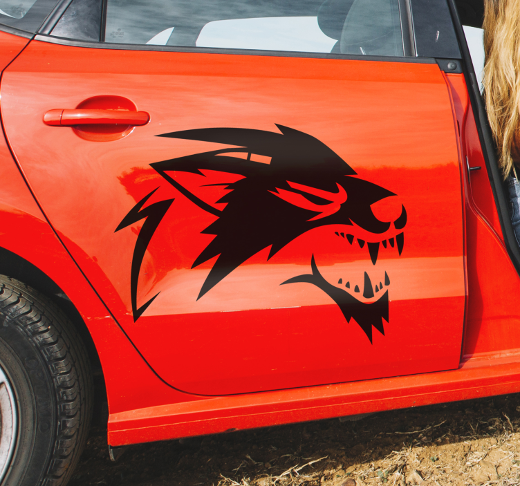 Roaring wolf large car sticker - TenStickers