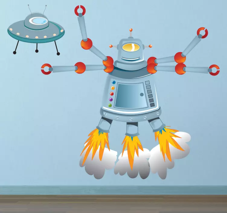 Robot alien Invasion space wall sticker - TenStickers