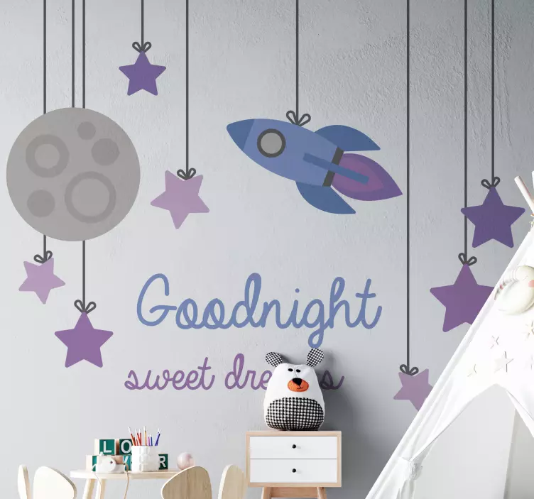 Rocket and Moon wall sticker for kids - TenStickers