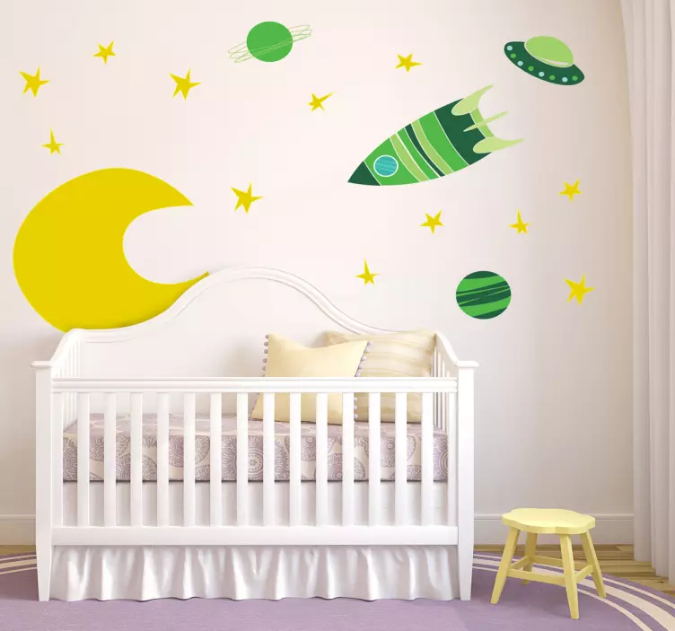 Rocket and Stars wall sticker for kids - TenStickers
