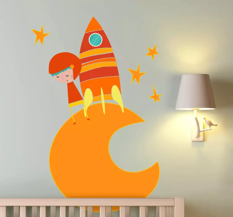 Rocket Moon Adventure wall sticker for kids - TenStickers