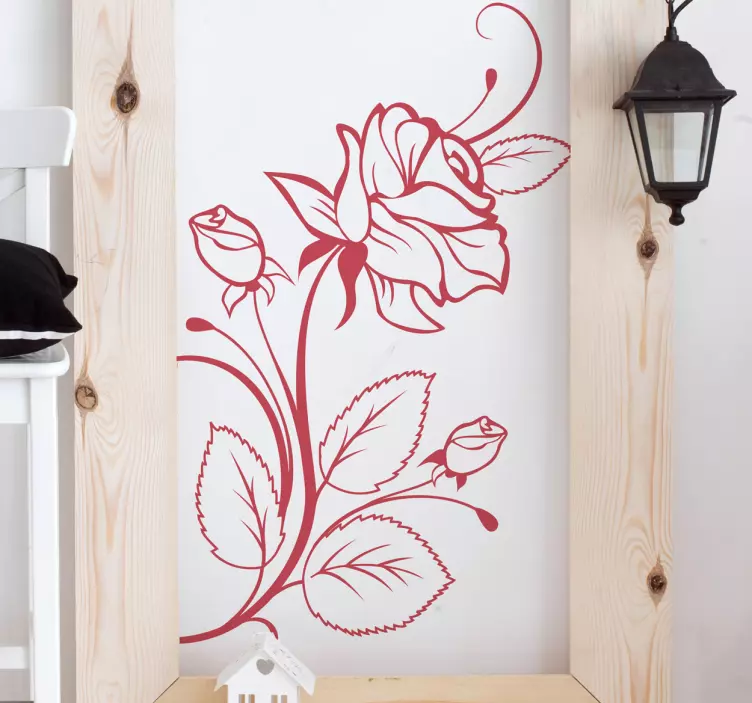 Rose silhouette flower wall sticker - TenStickers