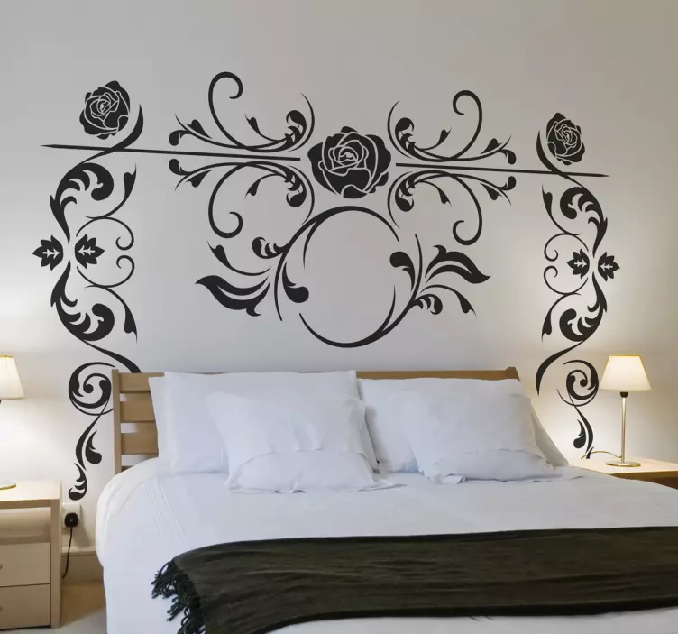Rose Headboard Wall Sticker - TenStickers