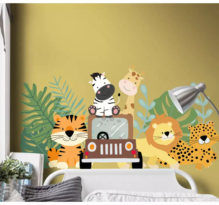 Safari animals set headboard wall sticker for kids - TenStickers