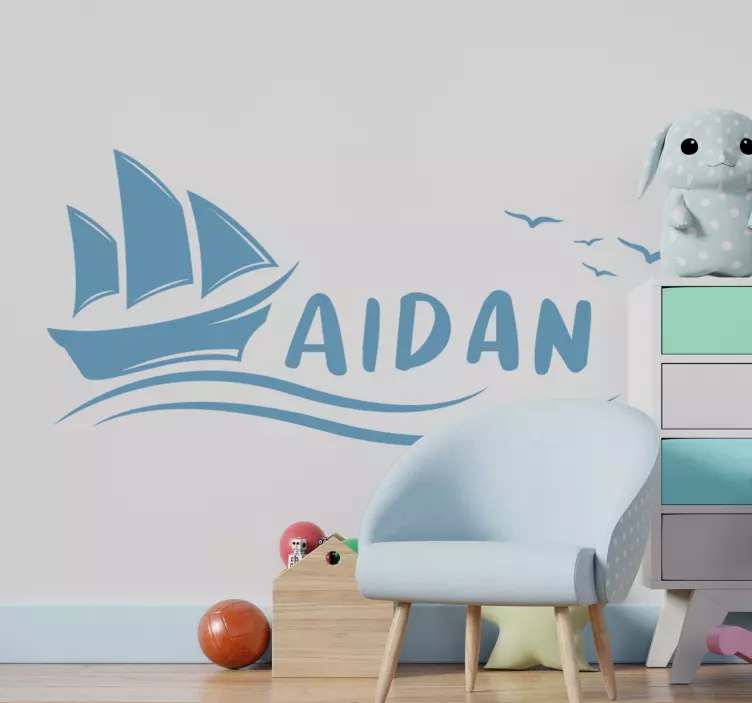 SAILBOAT WITH NAME CUSTOMIZATION Location sticker - TenStickers