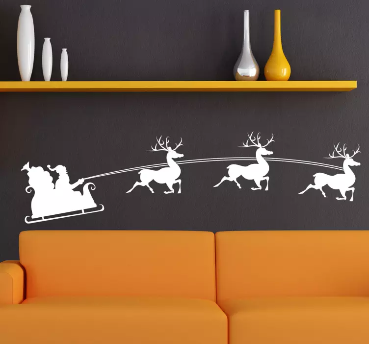 Santa and Reindeer christmas living room wall sticker - TenStickers