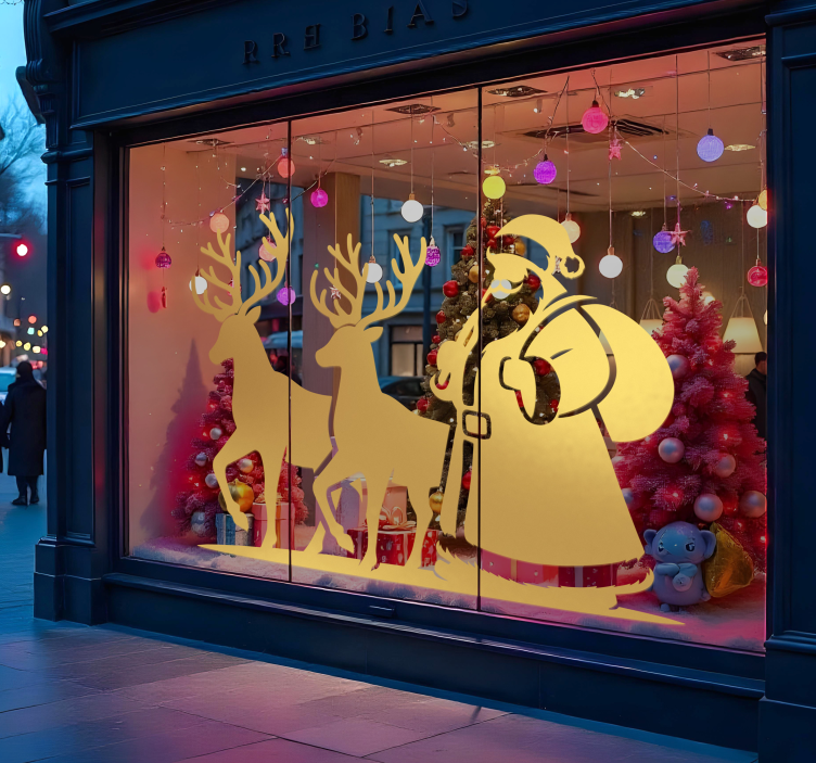 Santa Claus silhouette Christmas shop window sticker - TenStickers