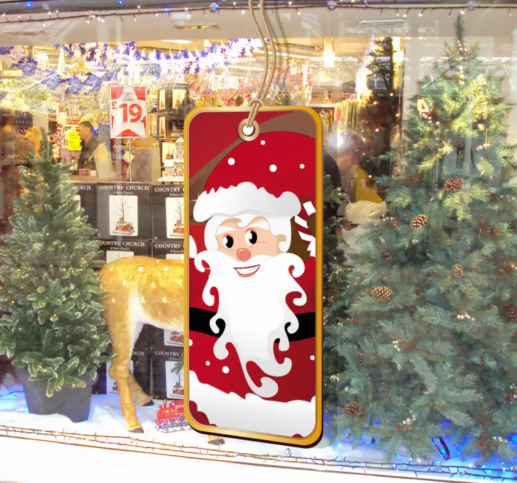 Festive Santa Label christmas shop window sticker - TenStickers