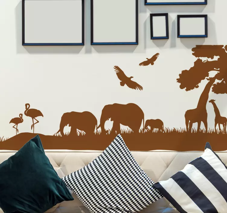Savannah silhouette animal wall sticker for bedroom - TenStickers