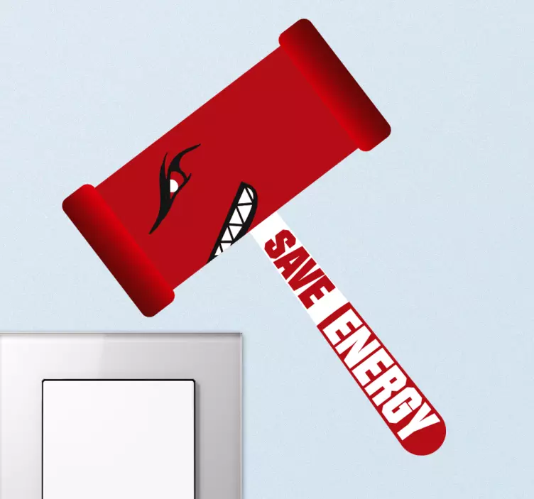 Hammer with save energy text light switch sticker - TenStickers