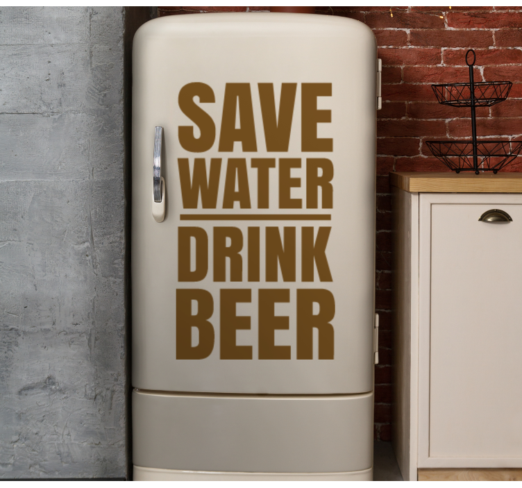 Save water drink beer sticker refrigerator - TenStickers