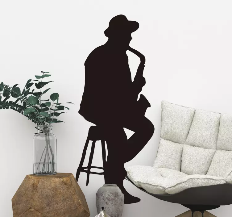 Saxophonist Silhouette musical sticker - TenStickers