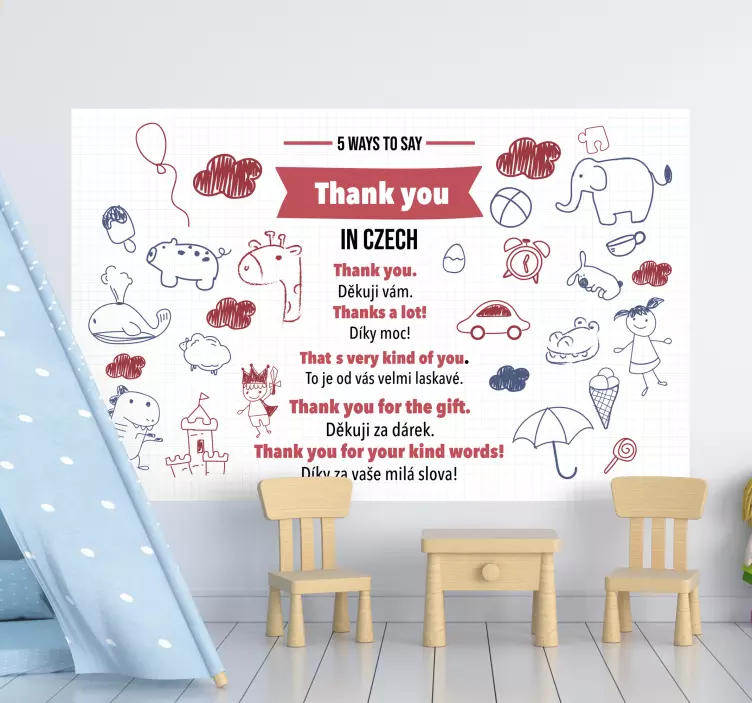 Saying thank you in Czech teacher stickers - TenStickers