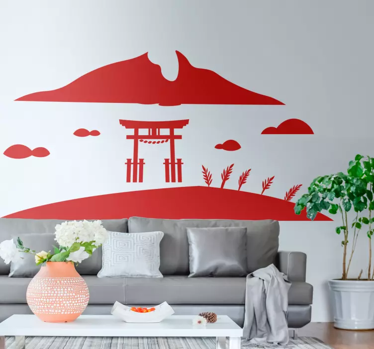 Scenic Mountain View oriental wall sticker - TenStickers