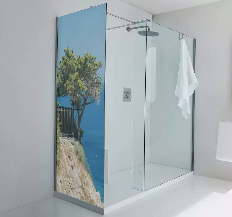 Scenic ocean view shower screen sticker - TenStickers