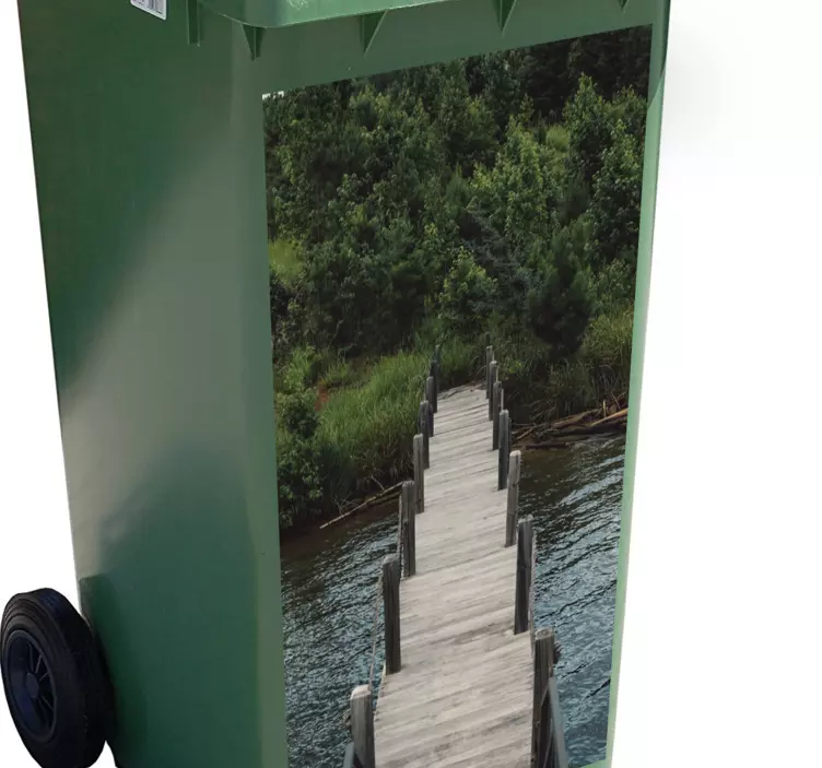 Scenic Wooden Path recycling decal for bin - TenStickers
