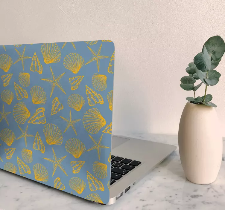 Seashell and Starfish Pattern laptop skin - TenStickers