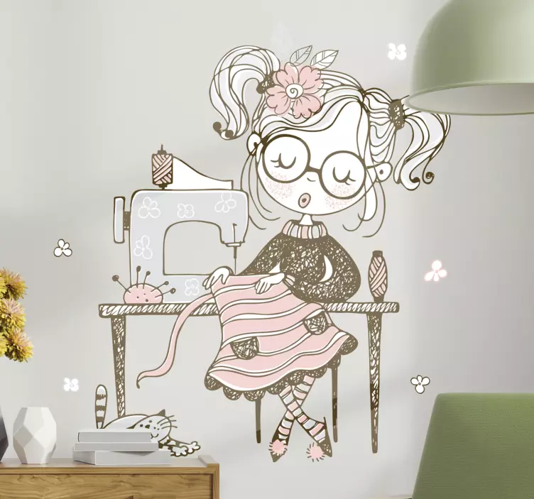 Sewing set illustration sticker - TenStickers