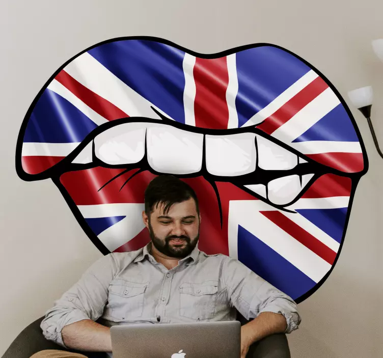 Sexy Union Jack lips Adult Sticker - TenStickers
