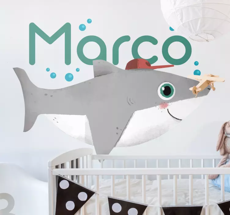 Shark Character Playful wall sticker - TenStickers