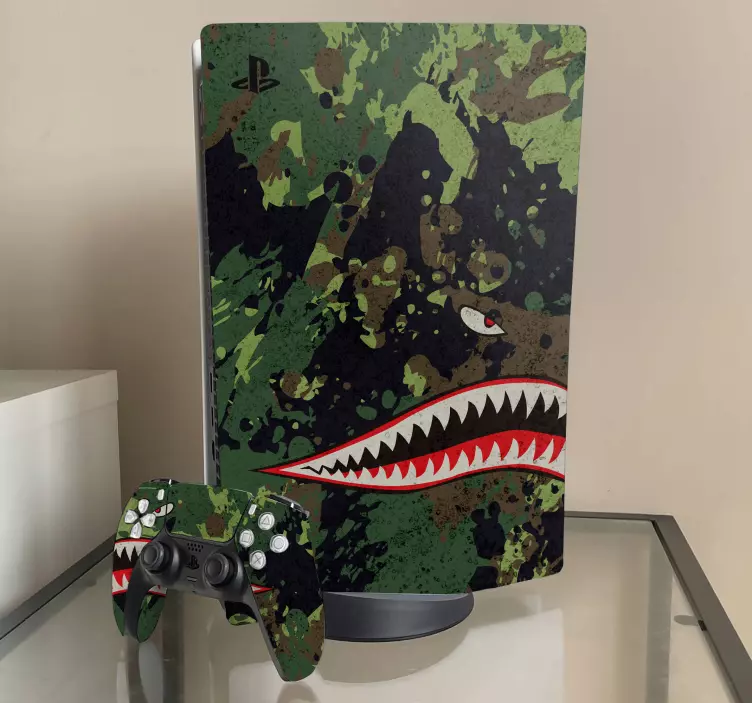 Shark teeth camo PS5 stickers - TenStickers