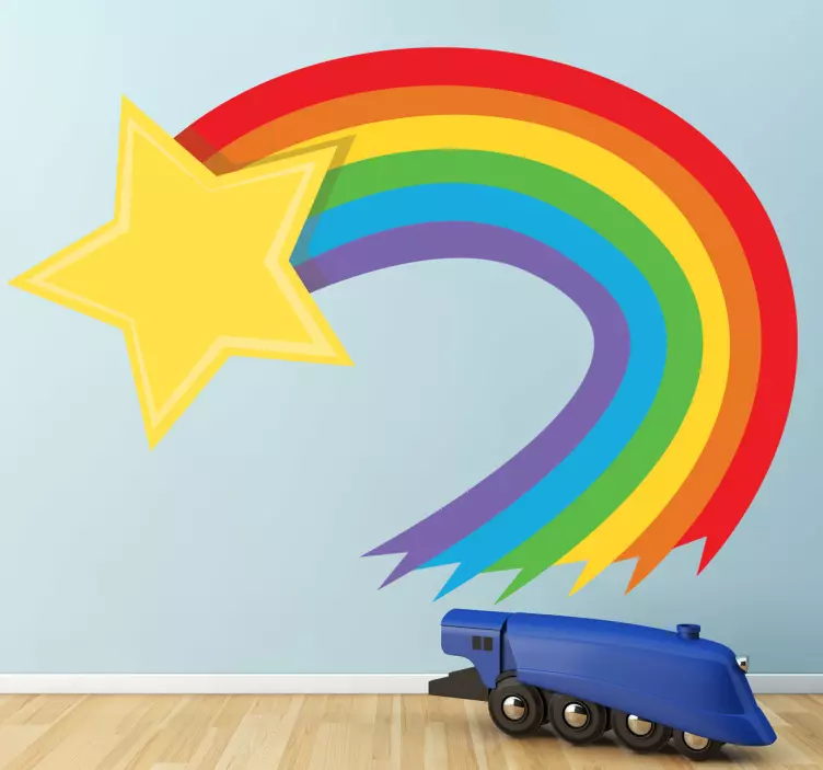 Shooting star rainbow wall sticker for bedroom - TenStickers