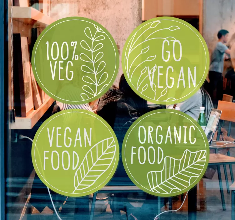 Shop window sticker go vegan food 100% - TenStickers