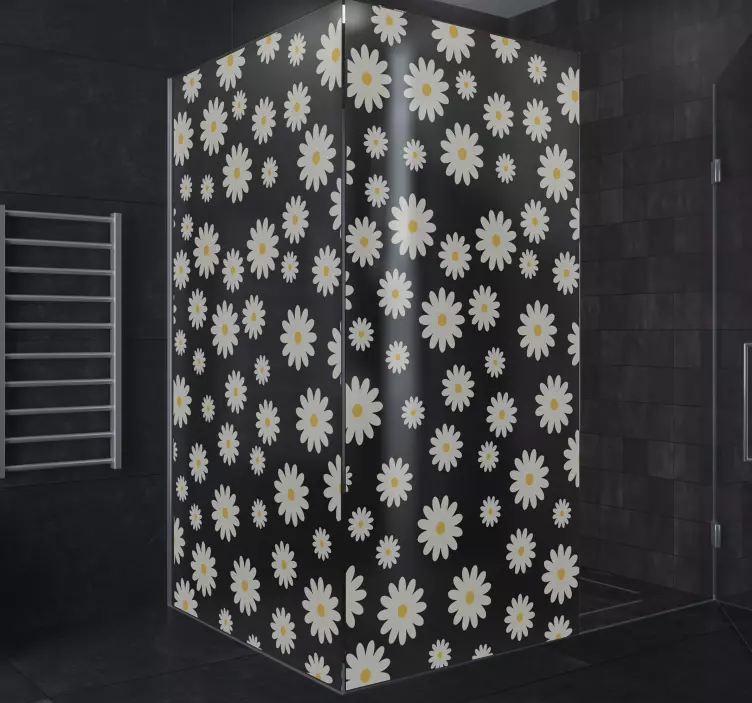 Shower screen sticker daisy pattern design - TenStickers