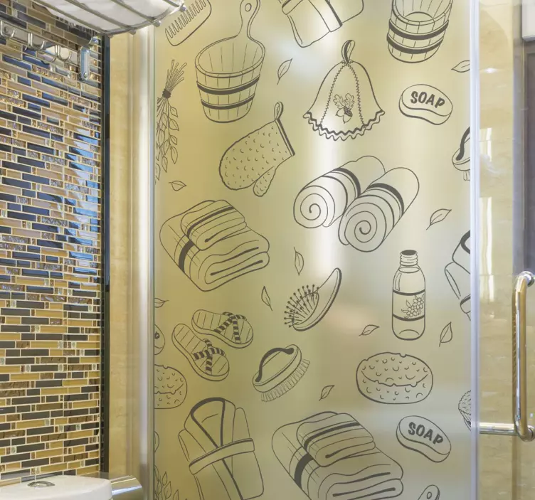 Shower screen sticker relaxing spa elements - TenStickers