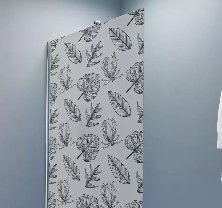 Shower screen sticker with artistic plant designs - TenStickers
