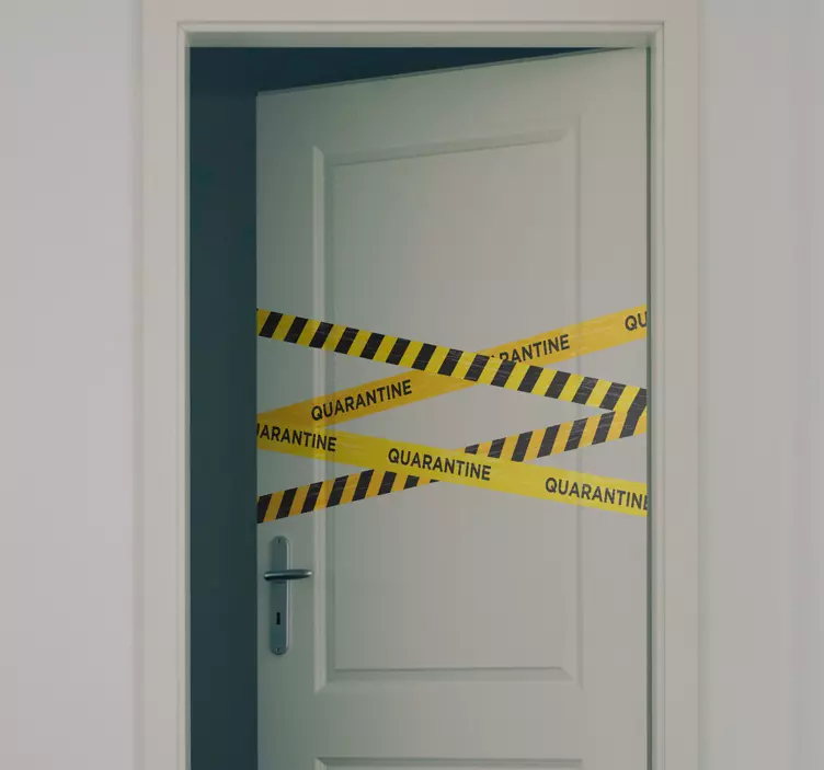 Signage quarantine tape sign door sticker - TenStickers