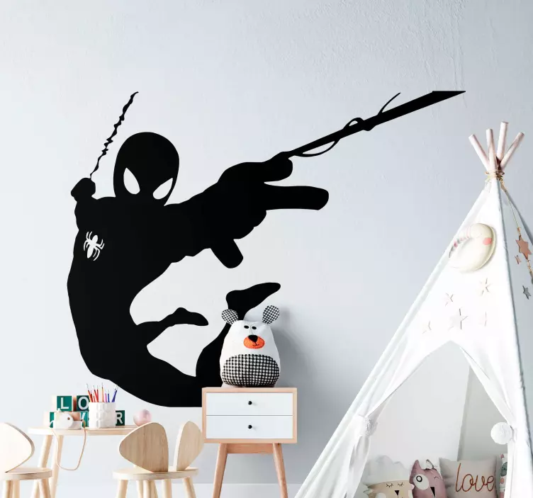 Silhouette Spiderman superhero wall sticker - TenStickers
