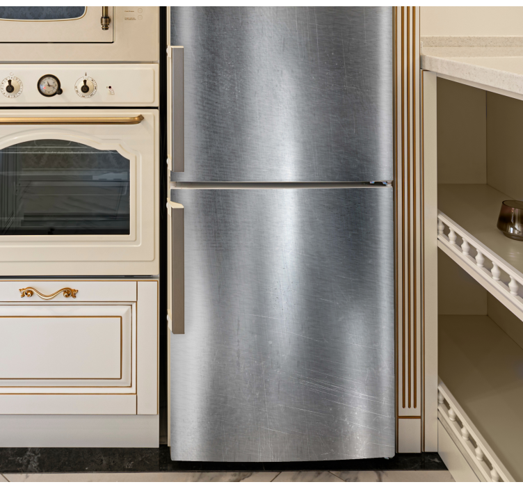 Silver metal rustic texture fridge vinyl wrap - TenStickers