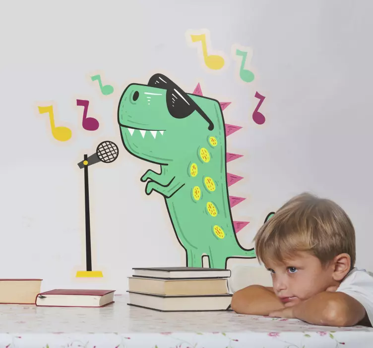 Singing dinosaur character wall sticker - TenStickers