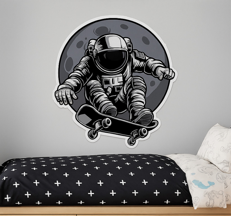 Skater astronaut wall sticker for kids - TenStickers