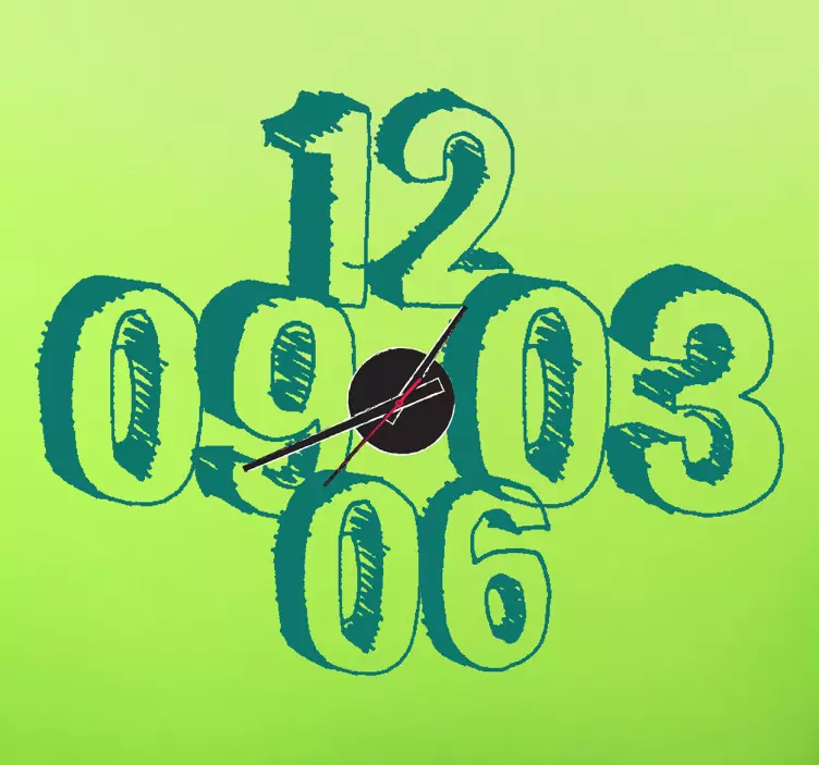 Numbers sketch stick on wall clock - TenStickers