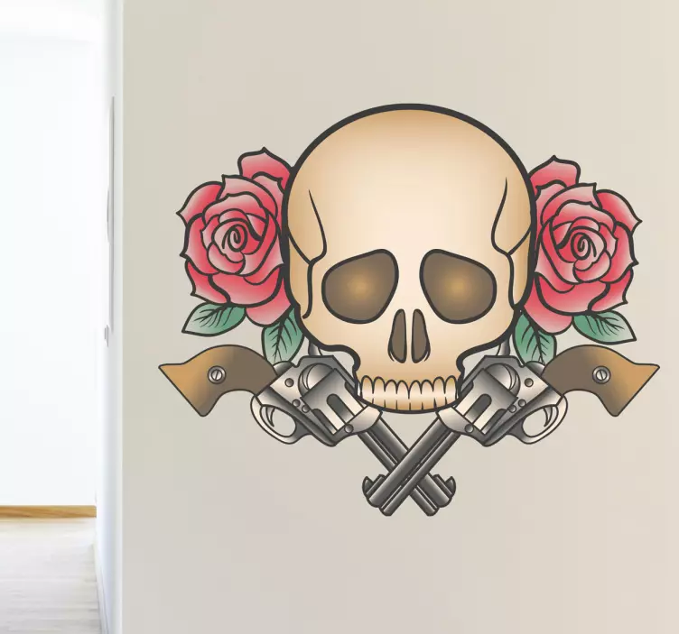Skull And Roses wall sticker for kids - TenStickers