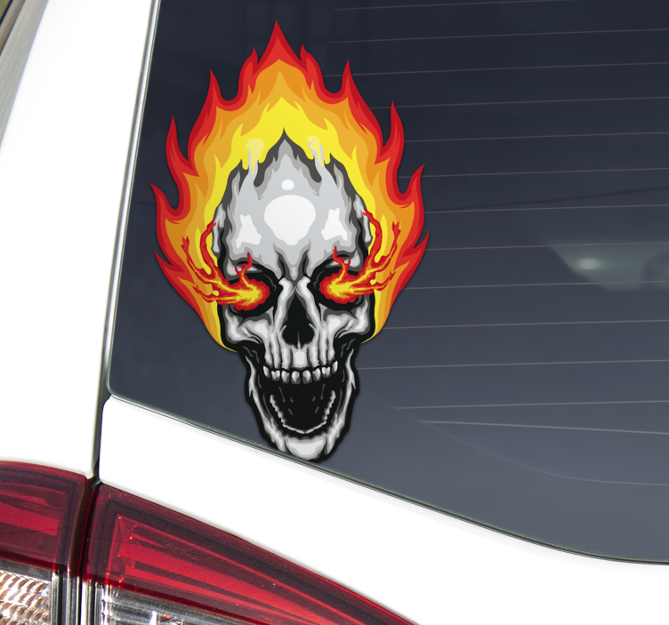Skull fire car vinyl sticker - TenStickers
