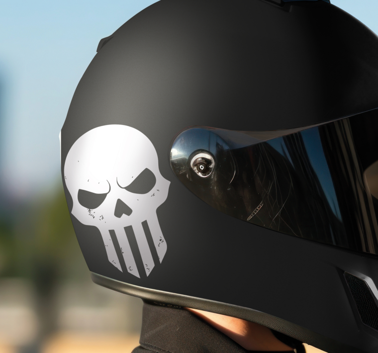 Skull helmet design motorbike sticker - TenStickers
