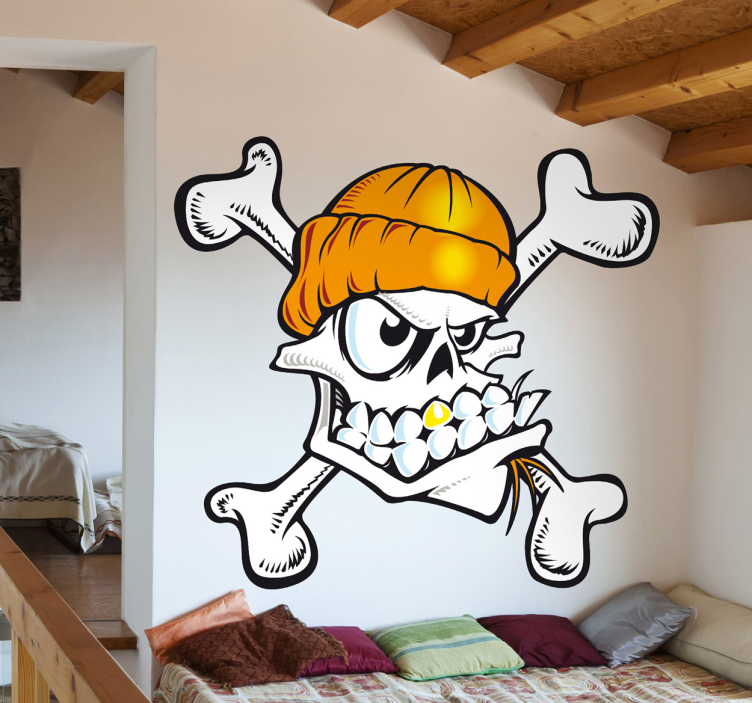 Skull skater living room wall sticker for kids - TenStickers