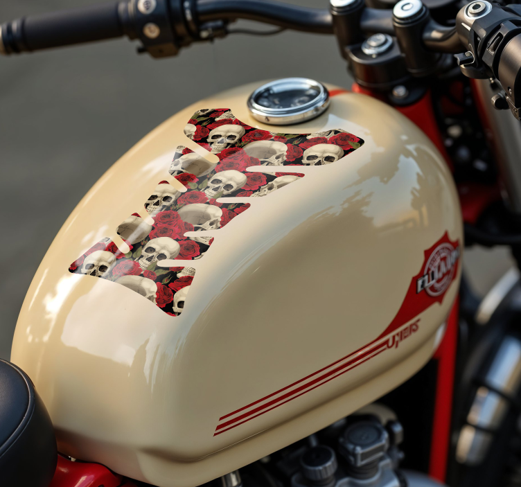 Skulls and roses motorbike sticker - TenStickers