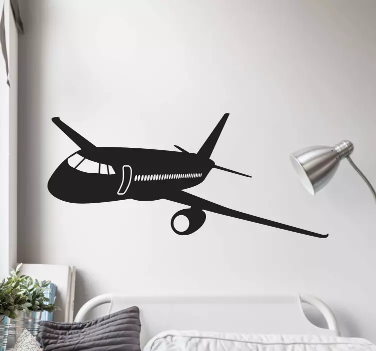 Sleek aircraft silhouette illustration sticker - TenStickers