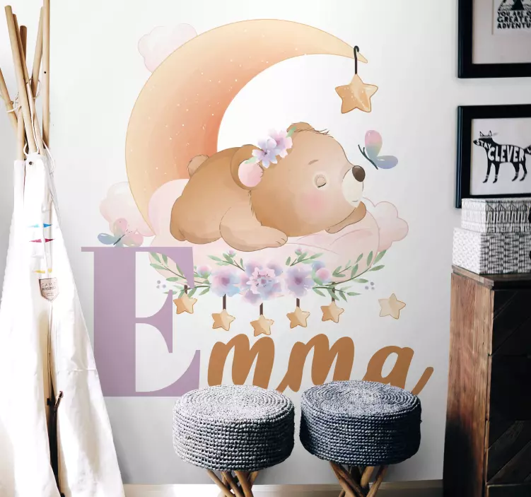 Wall sticker for kids sleeping bear design - TenStickers