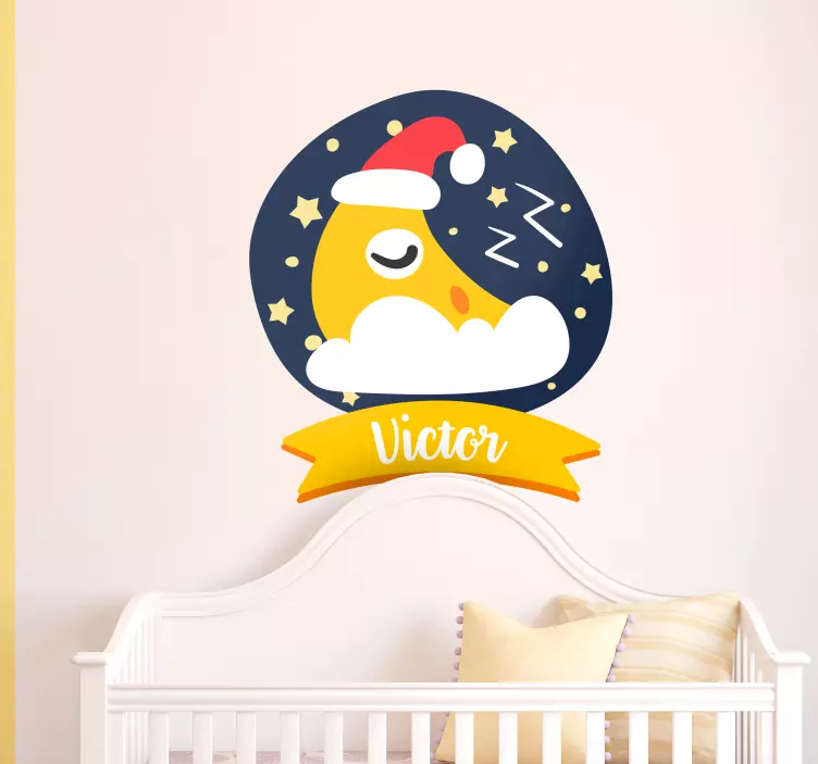 Sleeping Moon Kids Headboard Wall Sticker - TenStickers