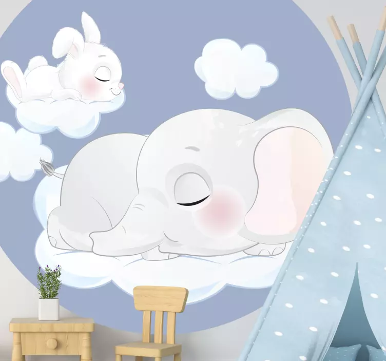 Sleepy baby animals wall sticker for kids - TenStickers
