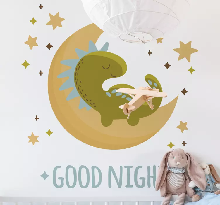 Sleepy Dinosaur Moon wall sticker for kids - TenStickers