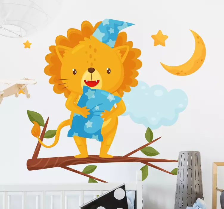 Sleepy Lion Pajama wall sticker for kids - TenStickers