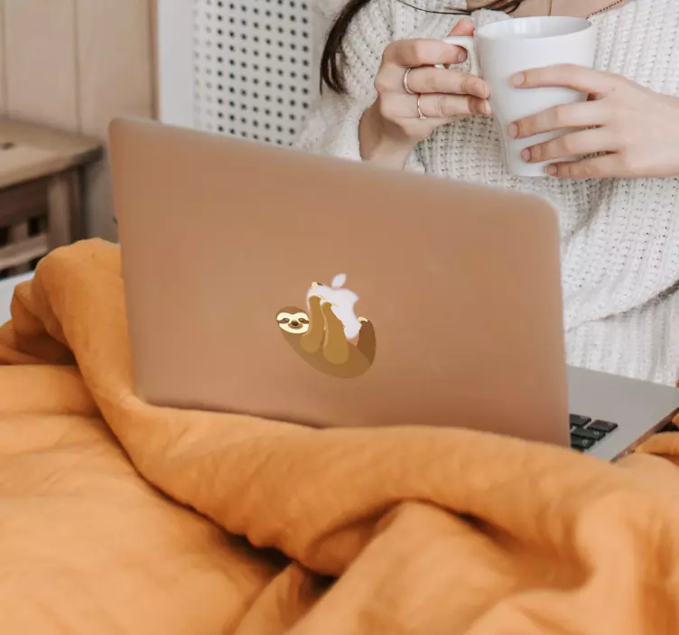 Sloth laptop wild animal sticker - TenStickers