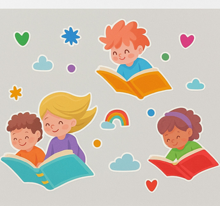 Soaring books and children wall sticker for kids - TenStickers